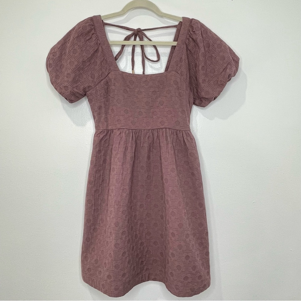 Madewell Mauve Puff Sleeve Dress